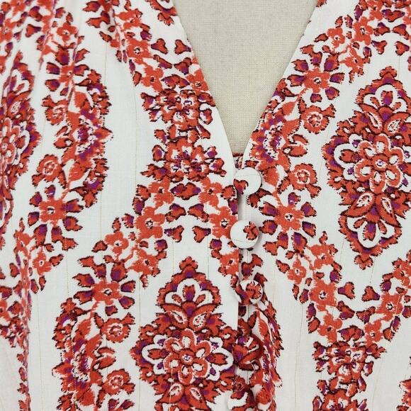 Belle by Kim Gravel Printed Tunic Top Metallic Gold Thread – Size Large - Picture 2 of 8